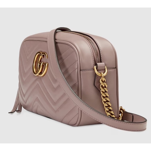 GUCCI GG MARMONT SMALL MATELASSÉ SHOULDER BAG IN DUSTY PINK - Picture 2 of 8